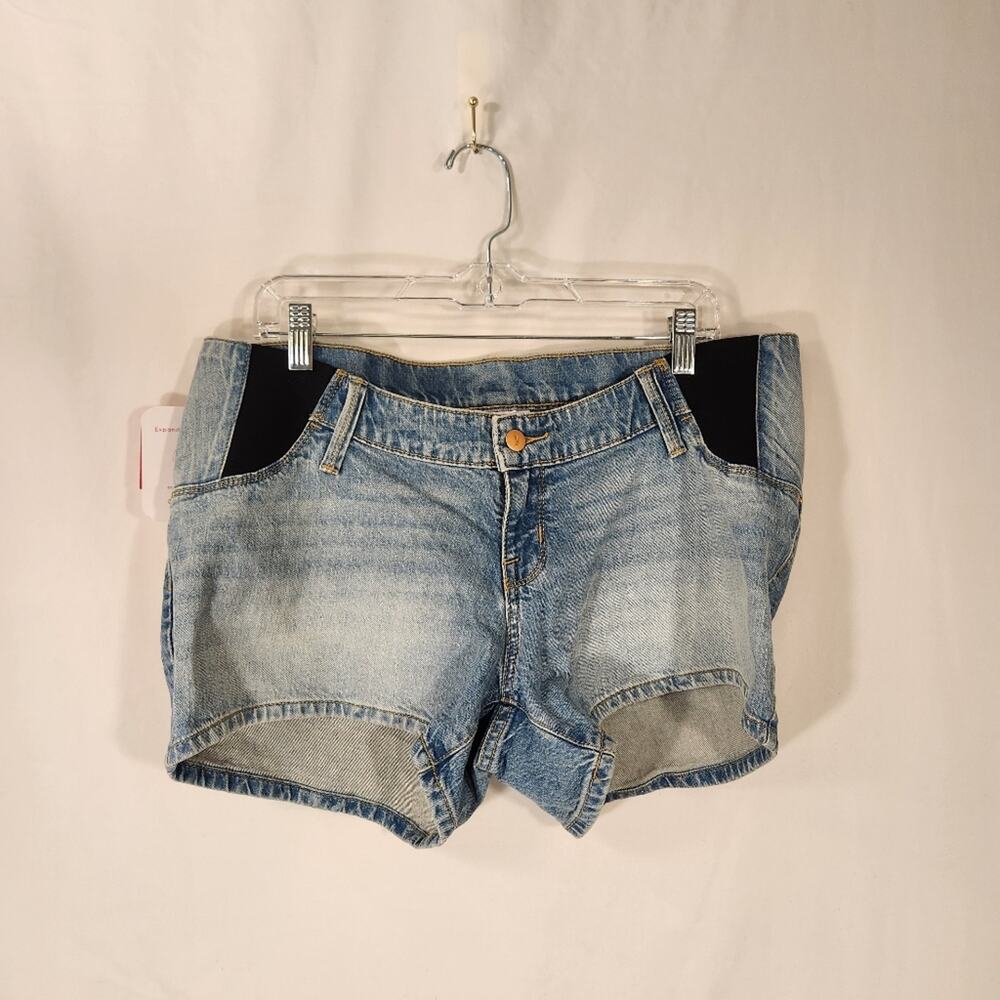 INGRID & ISABEL ISABEL Maternity Blue Light Wash Denim Shorts Boho Womens 8 NEW
